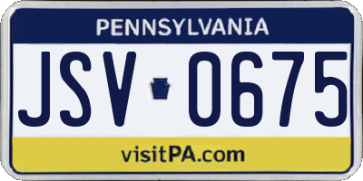 PA license plate JSV0675