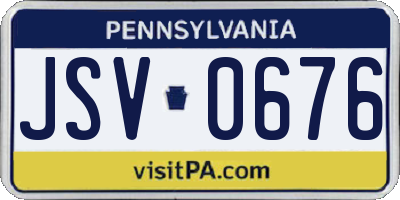 PA license plate JSV0676