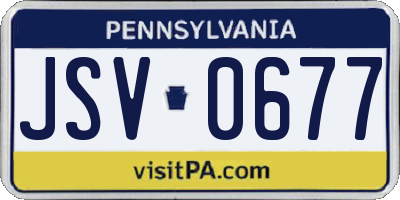 PA license plate JSV0677