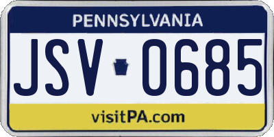 PA license plate JSV0685