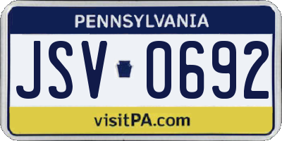 PA license plate JSV0692