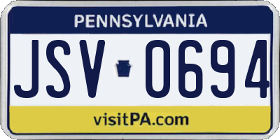 PA license plate JSV0694