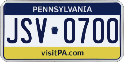 PA license plate JSV0700