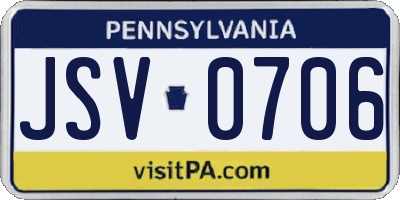PA license plate JSV0706