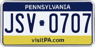 PA license plate JSV0707