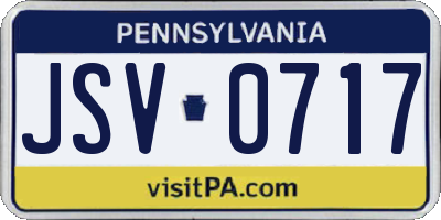 PA license plate JSV0717