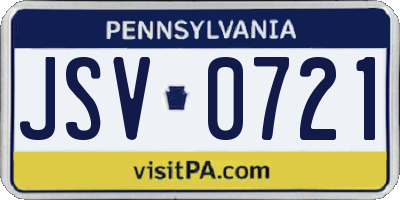 PA license plate JSV0721