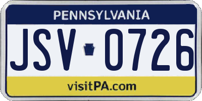 PA license plate JSV0726
