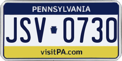 PA license plate JSV0730