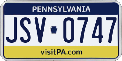PA license plate JSV0747
