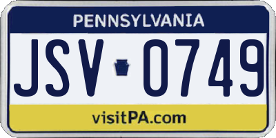 PA license plate JSV0749