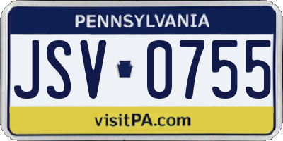 PA license plate JSV0755