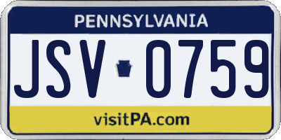 PA license plate JSV0759