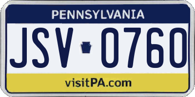 PA license plate JSV0760