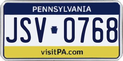 PA license plate JSV0768