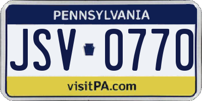 PA license plate JSV0770