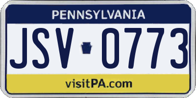 PA license plate JSV0773