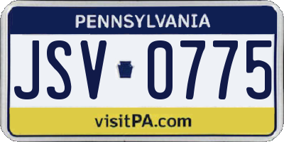 PA license plate JSV0775