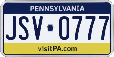 PA license plate JSV0777