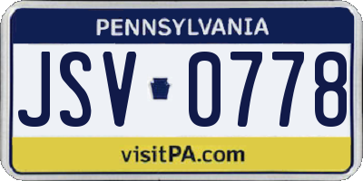 PA license plate JSV0778