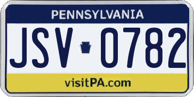PA license plate JSV0782