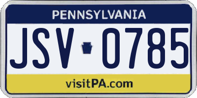 PA license plate JSV0785