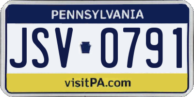PA license plate JSV0791