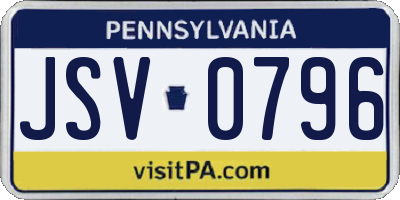 PA license plate JSV0796