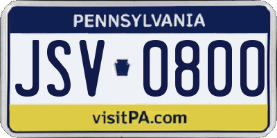 PA license plate JSV0800