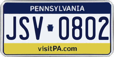 PA license plate JSV0802
