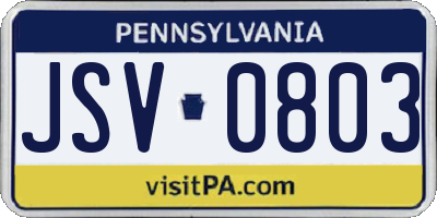 PA license plate JSV0803