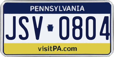 PA license plate JSV0804