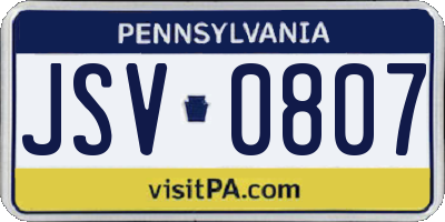 PA license plate JSV0807