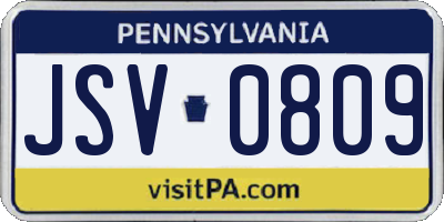 PA license plate JSV0809