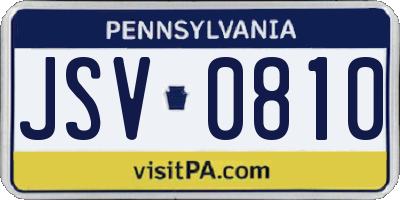 PA license plate JSV0810