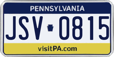 PA license plate JSV0815