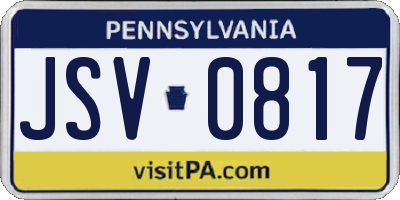 PA license plate JSV0817