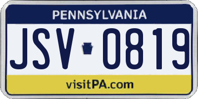 PA license plate JSV0819
