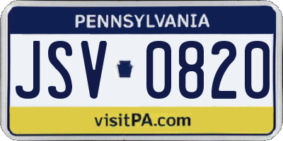 PA license plate JSV0820