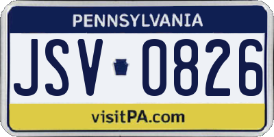PA license plate JSV0826