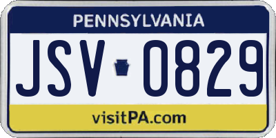 PA license plate JSV0829