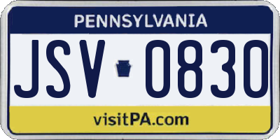 PA license plate JSV0830
