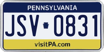 PA license plate JSV0831