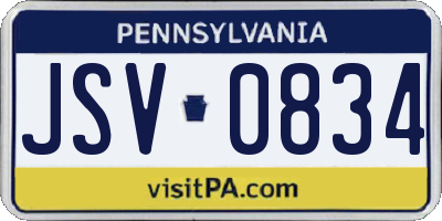PA license plate JSV0834