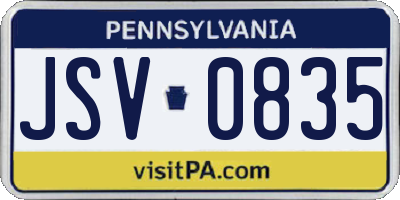 PA license plate JSV0835