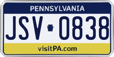 PA license plate JSV0838
