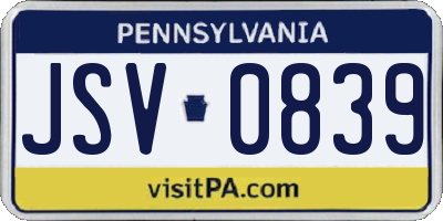 PA license plate JSV0839
