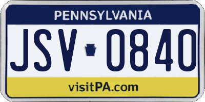PA license plate JSV0840