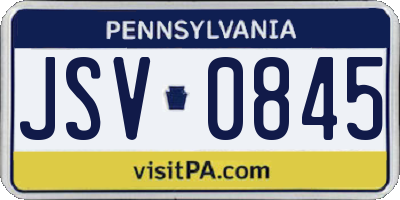 PA license plate JSV0845