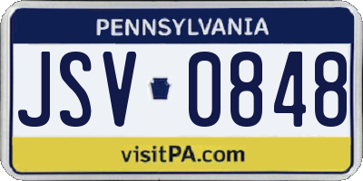 PA license plate JSV0848